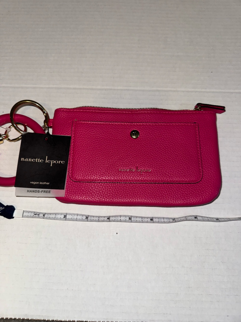 Nanette Lepore Hot Pink Pebbled Leather Wristlet Wallet